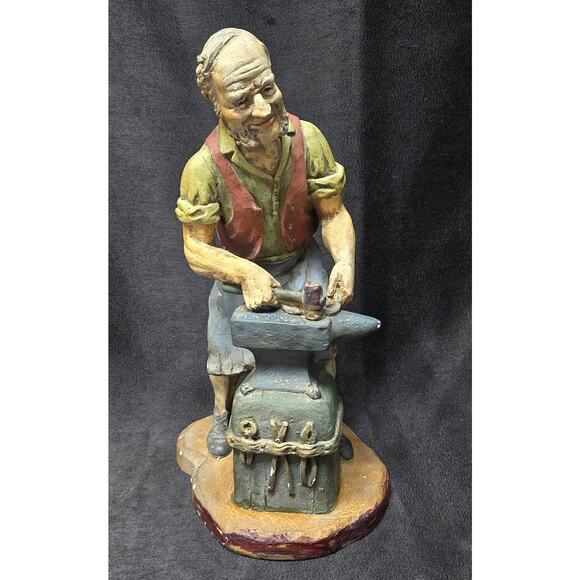 Vintage Blacksmith Figurine Smiling While Working Hard Collectible Home Decor - Picture 3 of 10